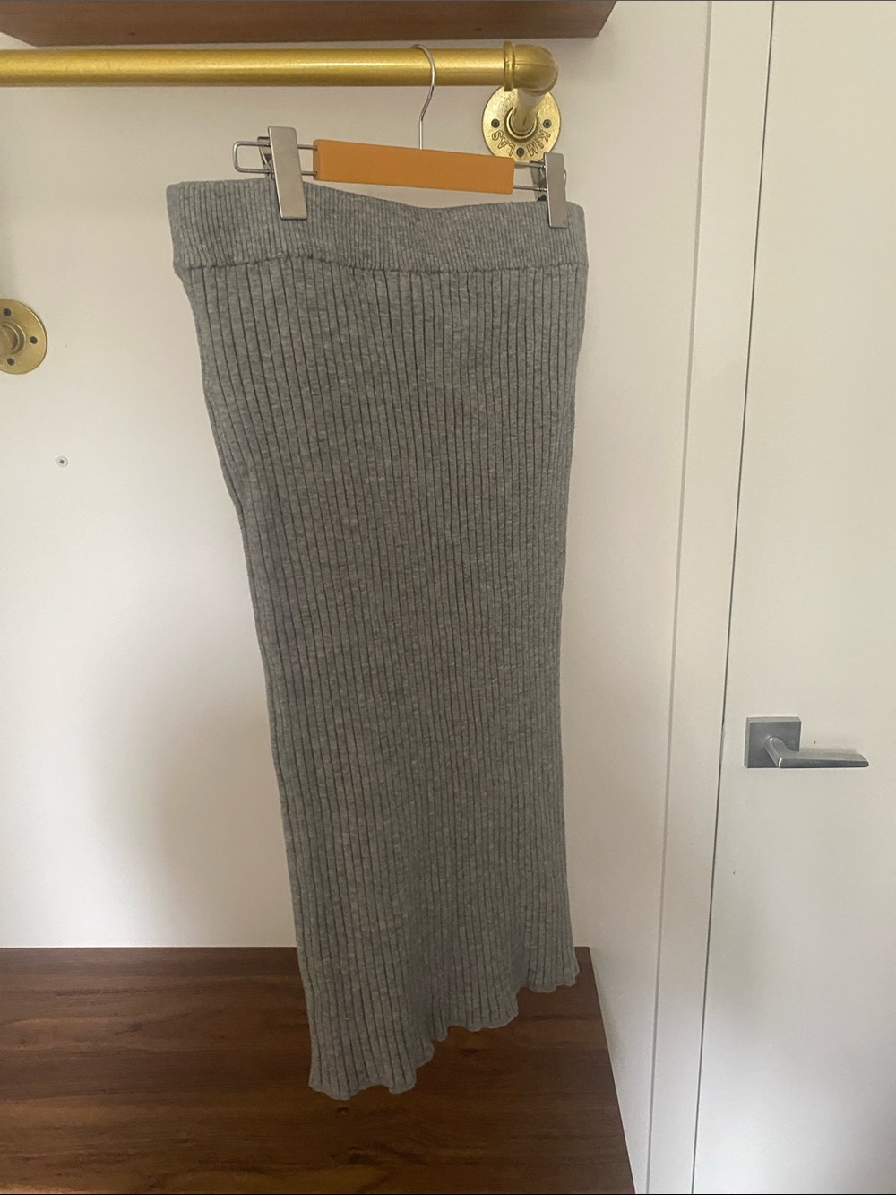 Joe Fresh Ribbed Knit Midi Skirt in Light Gray - Size L - Picture 7 of 9